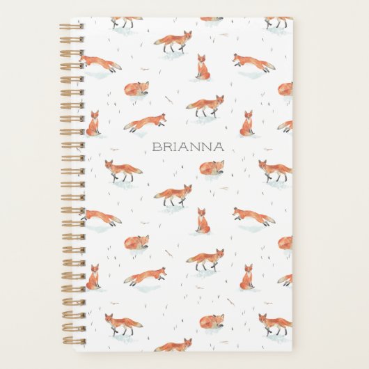 Personalisierter Aquarellfuchs Planer (Vorderseite)