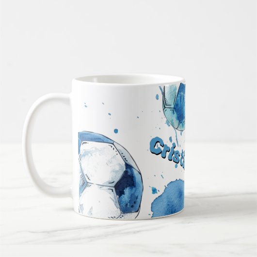 Personalisierter Aquarellfußball Kaffeetasse (Links)