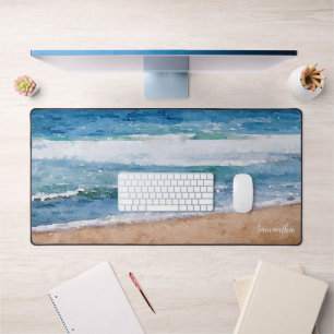 Personalisierter Aquarellstrand Schreibtischunterlage