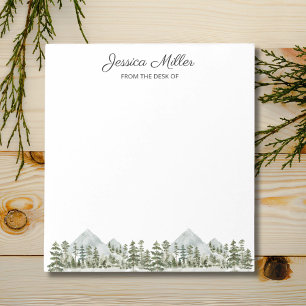 Personalisierter Aquarellwald von Schreibtisch von Notizblock
