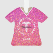 Personalisierter Arbeitstherapeut Rosa Glitzer Ornament (Rückseite)