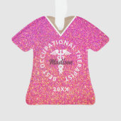 Personalisierter Arbeitstherapeut Rosa Glitzer Ornament (Vorderseite)