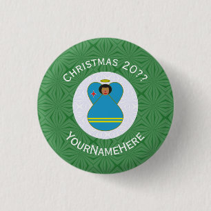Personalisierter Arubanischer Flaggen-Engel-Weihna Button