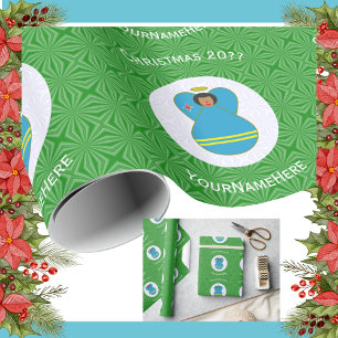 Personalisierter Arubanischer Flaggen-Engel-Weihna Geschenkpapier