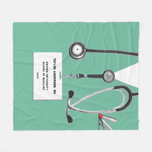 personalisierter Arzt Abschluss Fleecedecke (Vorderseite (Horizontal))