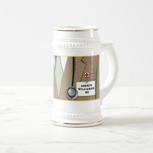 Personalisierter Arzt Bierglas (VorderseiteRechts)