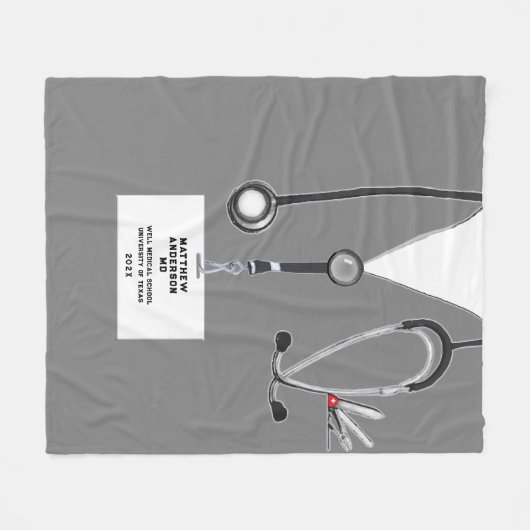 Personalisierter Arzt Fleecedecke (Vorderseite (Horizontal))