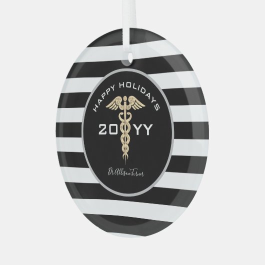 Personalisierter Arzt Heilige Weihnachten Ornament Aus Glas (Vorderseite links)