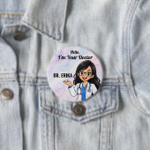 Personalisierter Arzt mit Brille Namensbutton Button (Beispiel)