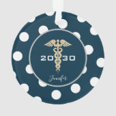 Personalisierter Arzt Navy Blue Weihnachten Ornament (Rückseite)