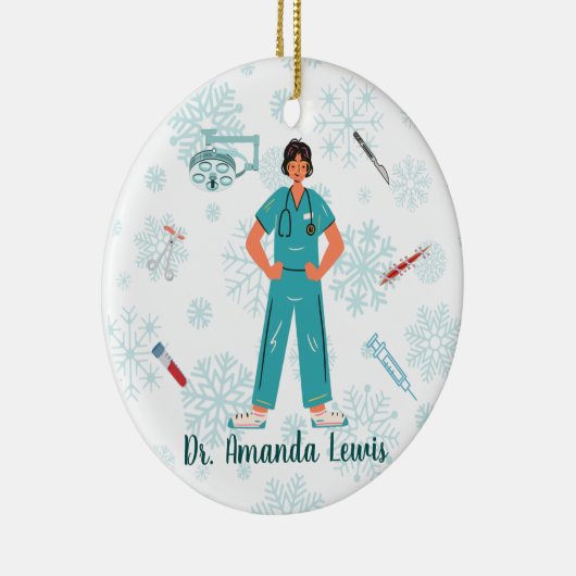 Personalisierter Arzt, Weihnachten des Chirurgen Keramik Ornament (Rechts)