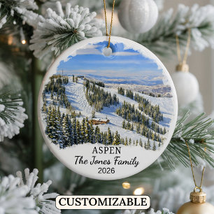 Personalisierter Aspen-Schmuck, maßgeschneiderter  Keramik Ornament