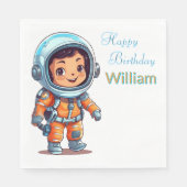 Personalisierter Astronaut glücklich Geburtstag Serviette (Vorderseite)