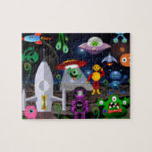 Personalisierter Astronaut und Raket Puzzle (Horizontal)