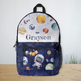 Personalisierter Astronautenplanet Galaxie Kinder Bedruckter Rucksack