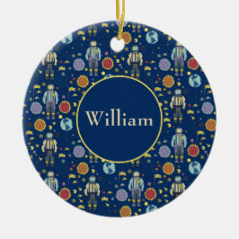 Personalisierter Astrounaut Space Man farbenfroh Keramik Ornament