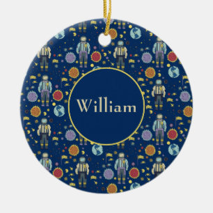 Personalisierter Astrounaut Space Man farbenfroh Keramik Ornament