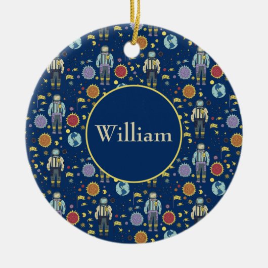Personalisierter Astrounaut Space Man farbenfroh Keramik Ornament (Vorne)