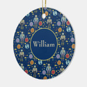 Personalisierter Astrounaut Space Man farbenfroh Keramik Ornament (Links)