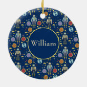 Personalisierter Astrounaut Space Man farbenfroh Keramik Ornament (Hinten)