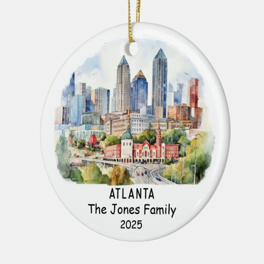 Personalisierter Atlanta-Ornament, Georgien Keramik Ornament (Links)