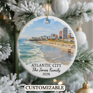 Personalisierter Atlantic City Weihnachtsschmuck,  Keramik Ornament