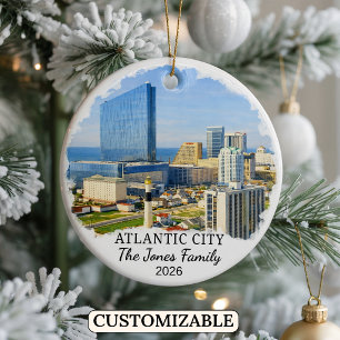Personalisierter Atlantic City Weihnachtsschmuck,  Keramik Ornament