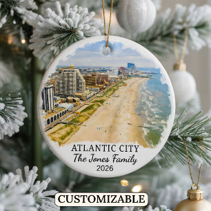 Personalisierter Atlantic City Weihnachtsschmuck,  Keramik Ornament
