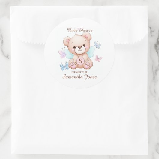 Personalisierter Aufkleber für Babydusche (Tasche)