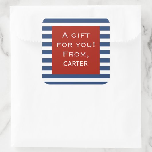 Personalisierter Aufkleber mit blauem Streifen (Tasche)