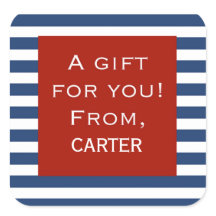 Personalisierter Aufkleber mit blauem Streifen