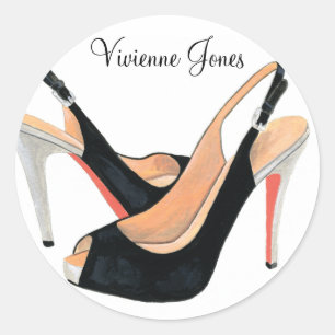 Personalisierter Aufkleber mit schwarzen High Heel