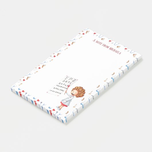 Personalisierter Augenarzt oder Augenschwester Post-it Klebezettel (angewinkelt)