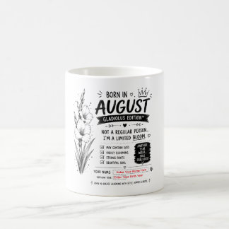 Personalisierter August Gladiolen Geburtstagsbeche Kaffeetasse