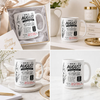Personalisierter August Gladiolen Geburtstagsbeche Kaffeetasse
