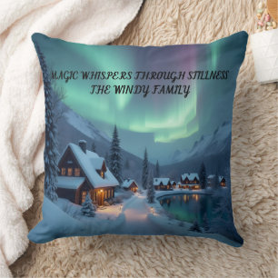 Personalisierter Aurora-See-Schnee Kissen