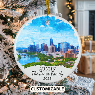 Personalisierter Austin-Schmuck, Bundesstaat Texas Keramik Ornament
