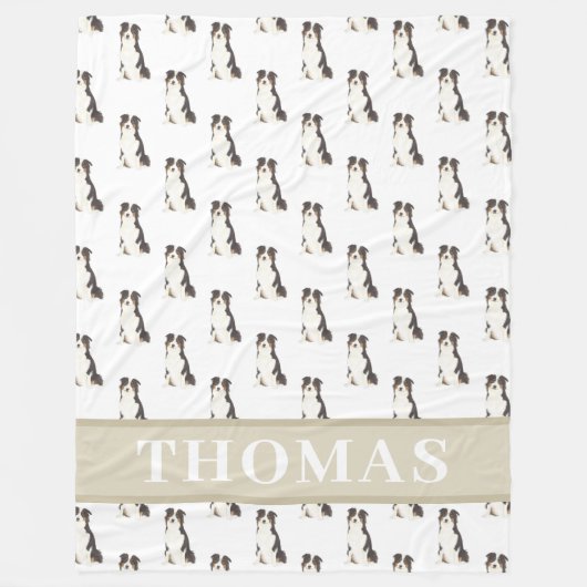 Personalisierter Australian Shepherd Fleecedecke (Vorderseite)