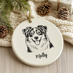 Personalisierter Australian Shepherd Hund Weihnach Keramik Ornament