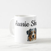 Personalisierter Australian Shepherd-Mug-Wrap – In Kaffeetasse (Vorderseite Links)