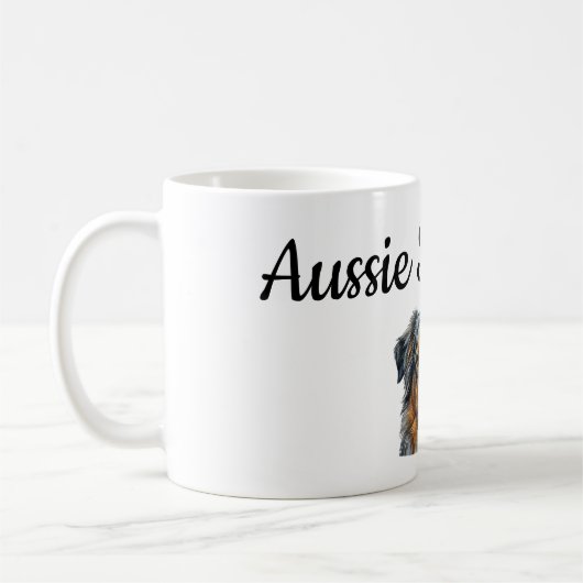 Personalisierter Australian Shepherd-Mug-Wrap – In Kaffeetasse (Links)