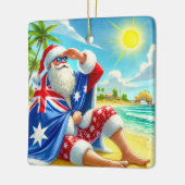 Personalisierter Australier Weihnachten am Strand Keramikornament (Links)