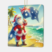 Personalisierter Australier Weihnachten am Strand Keramikornament (Links)