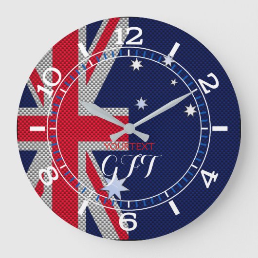 Personalisierter australischer Flaggendesign Carbo Große Wanduhr (Vorderseite)