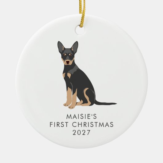 Personalisierter australischer Kelpie Dog Erste We Keramik Ornament (Vorne)