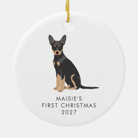 Personalisierter australischer Kelpie Dog Erste We Keramik Ornament (Hinten)
