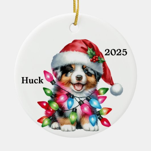 Personalisierter Australischer Schäferhund Keramik Ornament (Vorne)