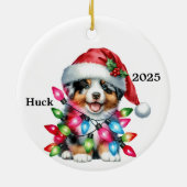Personalisierter Australischer Schäferhund Keramik Ornament (Hinten)