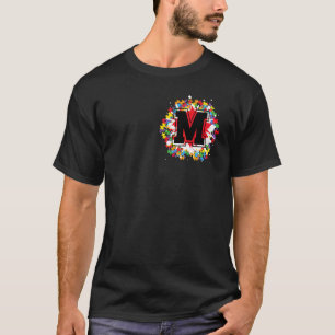 Personalisierter Autism Awareness Initial M Buchst T-Shirt