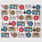 Personalisierter Autohop der 50er Jahre Geschenkpapier (Flach)